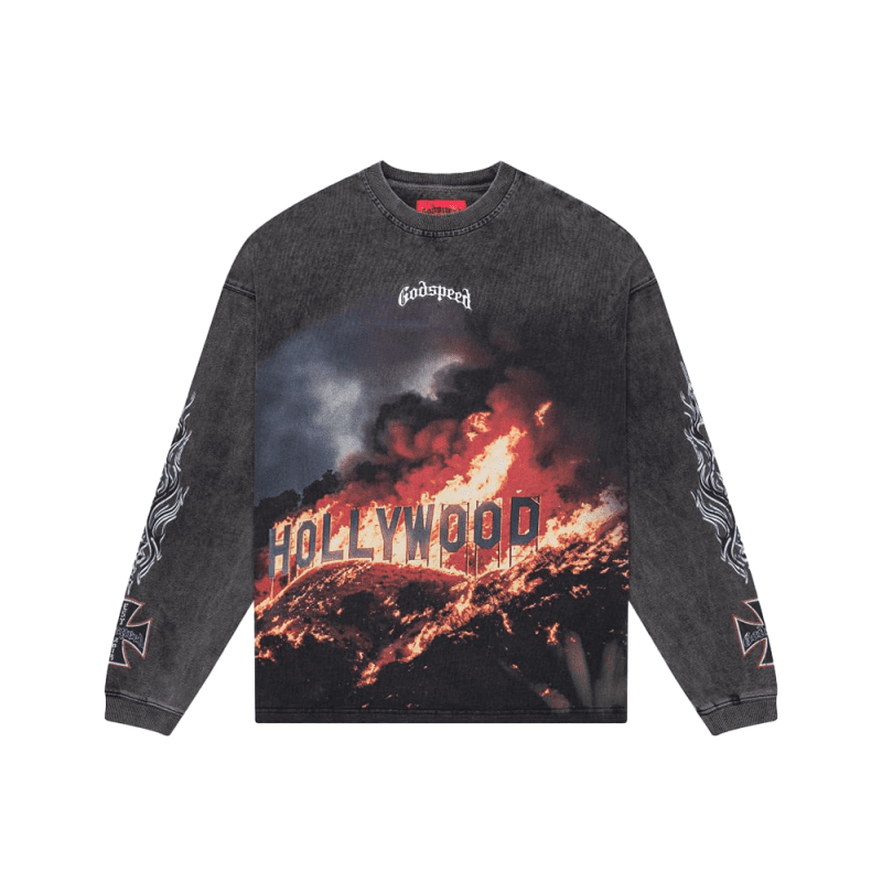 Hollywood Inferno Ls Tee Grey Wash 01